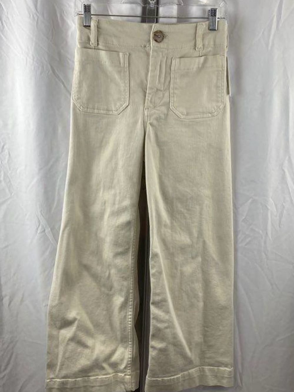 Anthropologie Maeve Colette Bone Wide Leg Cropped Pants